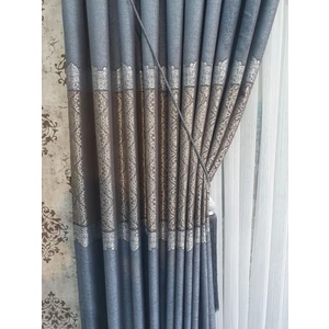 Lüks House Lüks Kırçıllı Mavi Pano Fon Perde Sık Pile Tek Kanat En 100 Boy 270