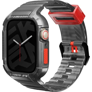 Watch 7 45MM Kordon Skinarma Saido Sert Pc Kasa Koruyuculu Silikon Strap Kayış Füme