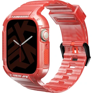 Watch 7 45MM Kordon Skinarma Saido Sert Pc Kasa Koruyuculu Silikon Strap Kayış Kırmızı