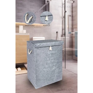 Emir-Ay 1 Adet Keçe Kapaklı Çok Amaçlı Mega Kutu 55X41X30 cm Kirli Çamaşır Sepeti Organizer
