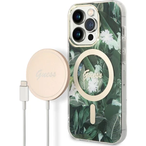 iPhone 14 Pro Max Uyumlu Kılıf Guess Magsafe Şarj Özellik Yaprak Desenli Magsafe Şarj Kablolu Kapak