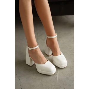 Moda Adam Kadın Gander Platformlu Topuklu Ayakkabı Beyaz