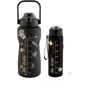 Premium Bpa Içermez 2li Motivasyonel 2 Litre Su Matarası + 750ML Matara Su Matarası,su Şişesi,suluk