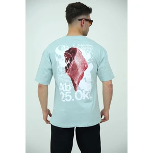 Erkek Oversize Bisiklet Yaka Basic Kısa Kollu Yazı Baskılı T-Shirt