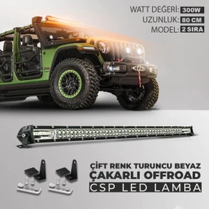 300W 80 cm Çift Sıra 5 Modlu Turuncu Beyaz Off Road LED Bar