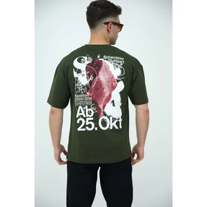 Erkek Oversize Bisiklet Yaka Basic Kısa Kollu Yazı Baskılı T-Shirt