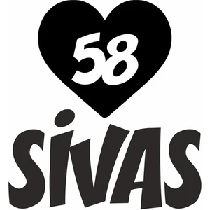 Reysa Tasarım Kalpli 58 Sivas Araba Sticker Siyah 20X15 cm