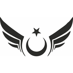 Reysa Tasarım Kanatlı Türk Bayrağı Araba Sticker Siyah 20X13 cm