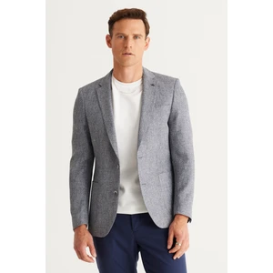 ALTINYILDIZ CLASSICS Erkek Antrasit Slim Fit Dar Kesim Mono Yaka Desenli Blazer Ceket