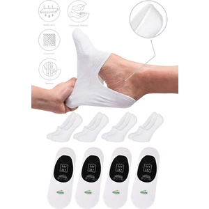 Bambu Erkek Babet Beyaz Çorap Dikişsiz Görünmez Kaydırmaz Topuk Silikonlu Premium Spor 4'lü Paket