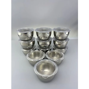 İLY TİCARET Ily Kapaklı Paslanmaz Çelik 12'li Çerezlik Takımı 8,5 cm