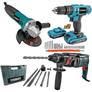 Alman Ultra 3 Lü Set 3800 W Taşlama + 4200 W Kırıcı Delici Hilti + 58 V Setli Şarjlı Matkap 3 Lü Set Tam Professıonel