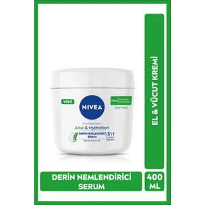 NIVEA El ve Vücut Kremi Aloe Vera 400ml, Derin Nemlendirici Serum, Normal ve Kuru Cilt