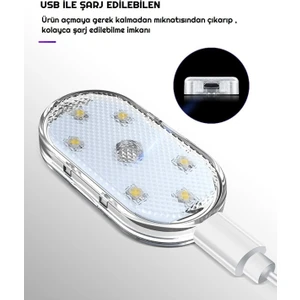7 Renk Değişebilen Dokunmatik Sensörlü Mini 6 LED Lamba USB Şarj Edilebilir Mıknatıslı Aydınlatma 7mode-Touch