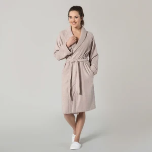 Solid Unisex Bornoz Bej
