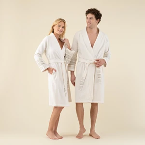 Derin Unisex Bornoz Ekru/yeşil