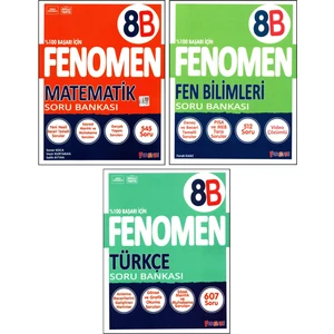 Fenomen Yayıncılık Fenomen 8. Sınıf Lgs Matematik(B)+Fen(B)+Türkçe(B) Soru Bankası 3 Kitap