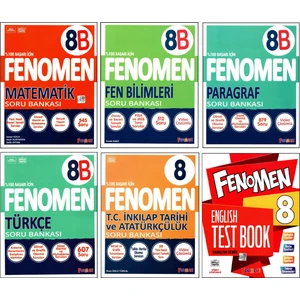 Fenomen Yayıncılık Fenomen 8. Sınıf Lgs Matematik(B)+Fen(B)+Türkçe(B)+Paragraf(B)+Inkılap+Ingilizce Seti 6 Kitap