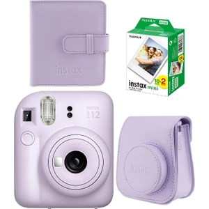 Instax Mini 12 Mor Fotoğraf Makinesi ve Albümlü Çantalı Hediye Seti 88