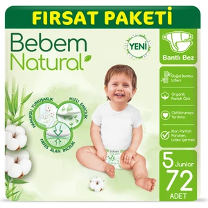 Bebem Natural Bebek Bezi 5 Beden Junior Fırsat Paketi 72 Adet