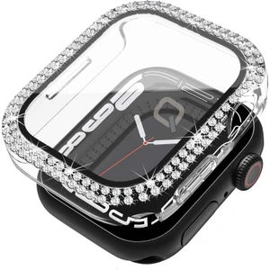 Apple Watch Seri Se-6-5-4 44MM Uyumlu Ekran ve Taşlı Kasa Koruyucu Şeffaf