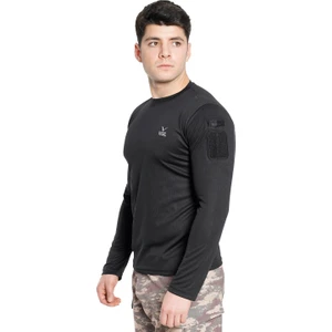 Tactical Uzun Kollu Yakasız Siyah T-Shirt
