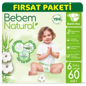 Bebem Natural Bebek Bezi 6 Beden Ekstra Large Fırsat Paketi 60 Adet