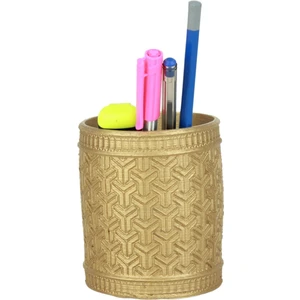 Kalemlik Altın Renk Masa Kalemliği Organizer Kalemlik Y Desenli Model