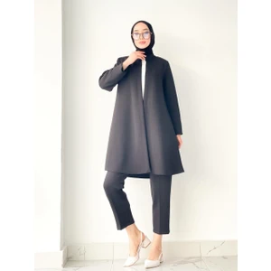 Cng Moda Tesettür Scuba Ceketli Pantolonlu Takım 40-42 - Siyah