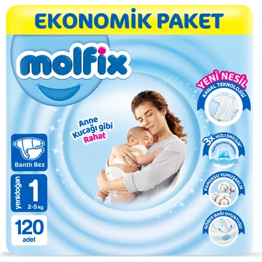 Molfix Bebek Bezi 1 Beden Yenidoğan Ekonomik Paket 120