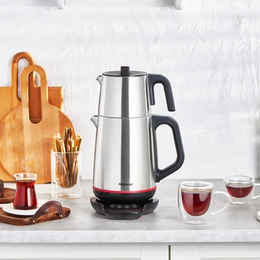Homend 1708 Royaltea Paslanmaz Çelik Konuşan Çay Makinesi Inox-Siyah 1800