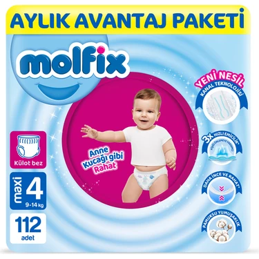 Molfix Pants Bebek Bezi 4 Beden Maxi Aylık AvantajPaketi 112