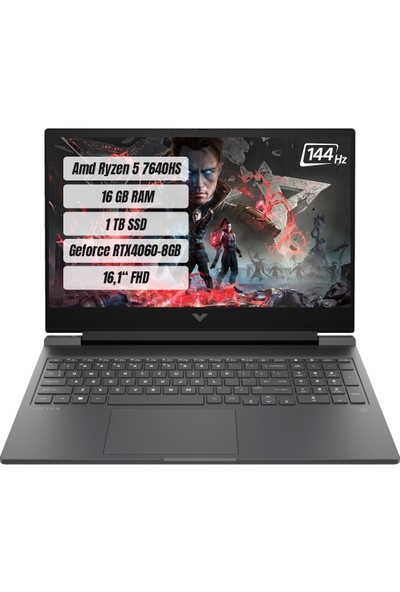 Hp Victus Gaming Laptop 16-S0018NT Amd Ryzen 5 7640HS 16 GB 1 Tb SSD Rtx 4060 Freedos 16.1" Fhd 144 Hz Taşınabilir Bilgisayar 7Z4M8EA