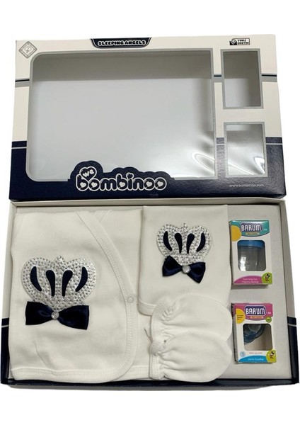 Taşlı Nakışlı Erkek 7'li Hastahane Çıkışı Yenidoğan Zıbın Seti