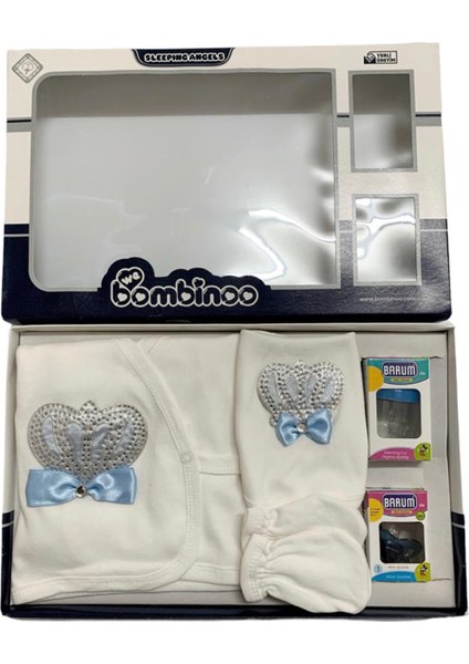 Taşlı Nakışlı Erkek 7'li Hastahane Çıkışı Yenidoğan Zıbın Seti