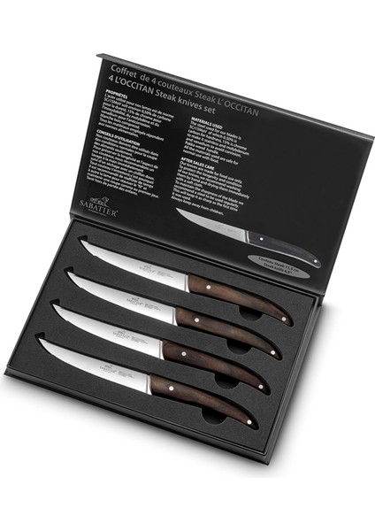 L'occitan 11,5 cm 4 Parça Bois Steak Bıçağı Hediye Kutusu