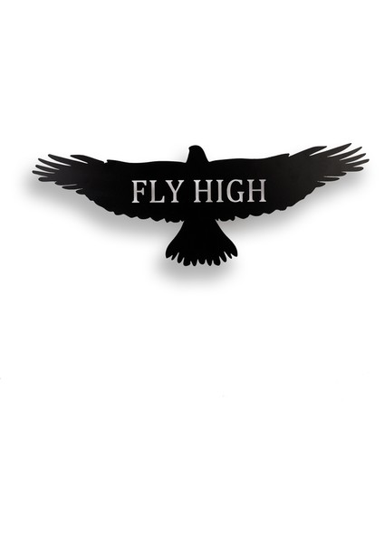 Fly High Mottolu Uçan Kartal Metal Paslanmaz Duvar Tablosu