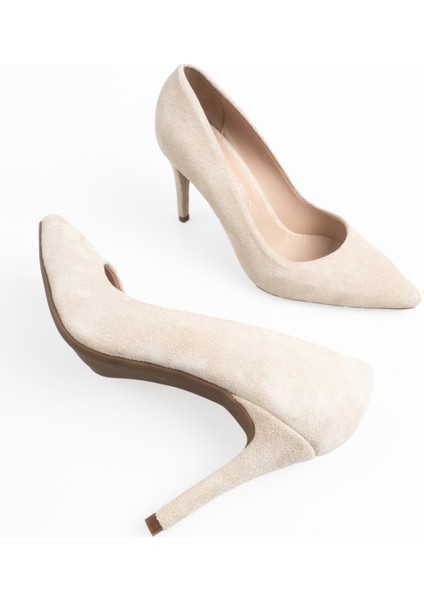 Stiletto Süet Deri Kadın Topuklu Ayakkabı