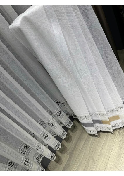 Taç Aplik Örme 1/3 Sık Pile Tül Perde Tek Kanat - Beyaz 100 x 270 cm
