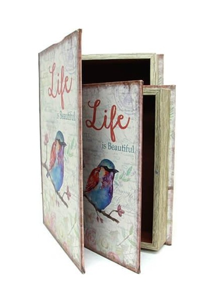 Kutu Kitap Life 2'li Set Dekoratif Hediyelik