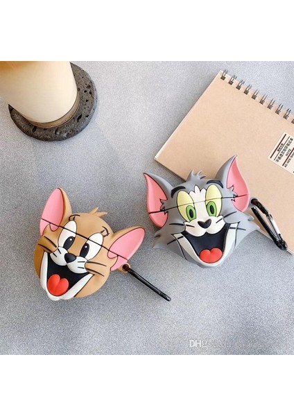 Airpods Pro Kılıf Tom ve Jerry Gri