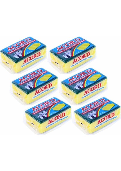 6 Adet Jumbo Boy Endüstriyel Çok Amaçlı Bulaşık Süngeri 13X8X4 cm