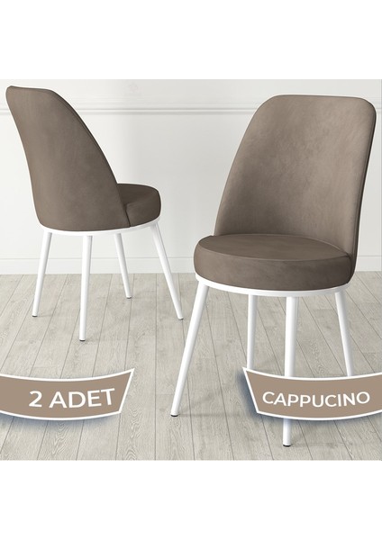 Jaxe Serisi 2 Adet Metal Beyaz Iskeletli 1. Sınıf Babyface Kumaş Mutfak Sandalyesi