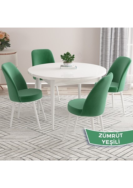 Concept Kea Serisi Yuvarlak Beyaz Mutfak Masa Takımı ve 4 Babyface Sandalye