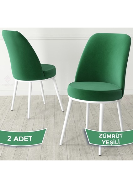 Jaxe Serisi 2 Adet Metal Beyaz Iskeletli 1. Sınıf Babyface Kumaş Mutfak Sandalyesi