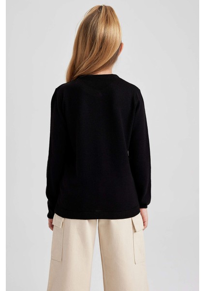 Kız Çocuk Siyah Bisiklet Yaka Triko Okul Hırkası N8407A623AU indirimleri