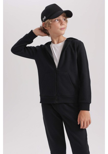 Erkek Çocuk Siyah Kapüşonlu Okul Hırkası T7468A623AU fırsatları