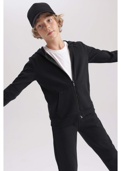 Erkek Çocuk Siyah Kapüşonlu Okul Hırkası T7468A623AU indirimleri