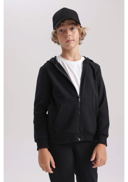 Erkek Çocuk Siyah Kapüşonlu Okul Hırkası T7468A623AU modelleri