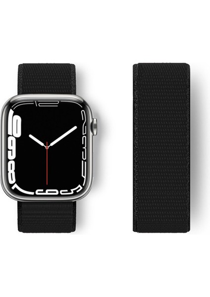 Apple Watch 41MM Hasırlı Cırtcırtlı Kordon - Siyah